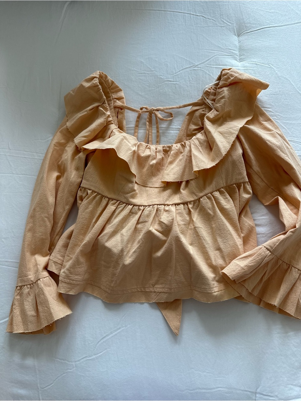 Free People Peach Ruffle Peplum Blouse